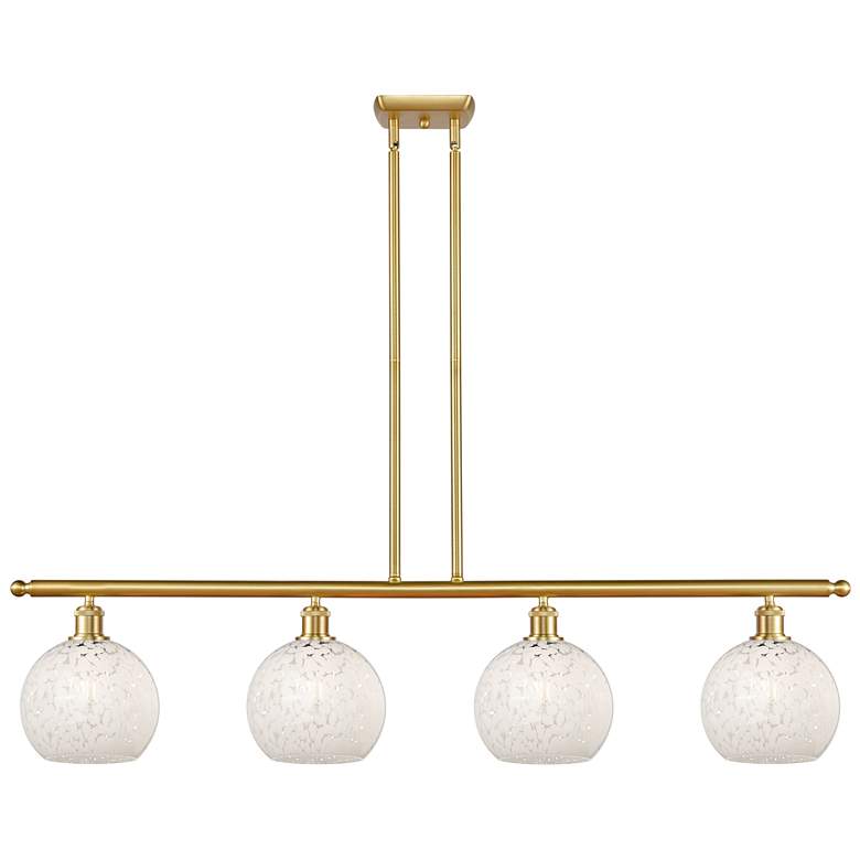 Image 1 Ballston 48"W 4 Light Gold Stemmed Island Light w/ 8" White Mouch