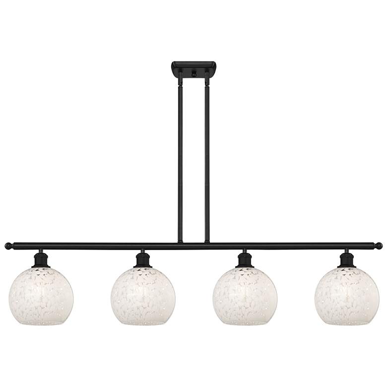 Image 1 Ballston 48"W 4 Light Matte Black Stem Island Light w/ 8" Mouchet