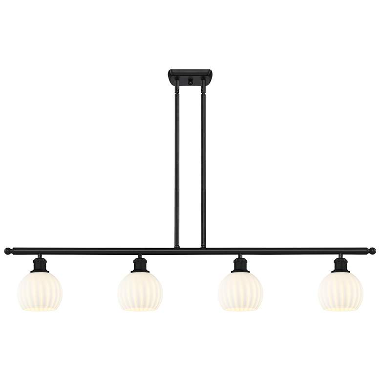 Image 1 Ballston 48"W 4 Light Matte Black Stemmed Island Light w/ 6" Vene