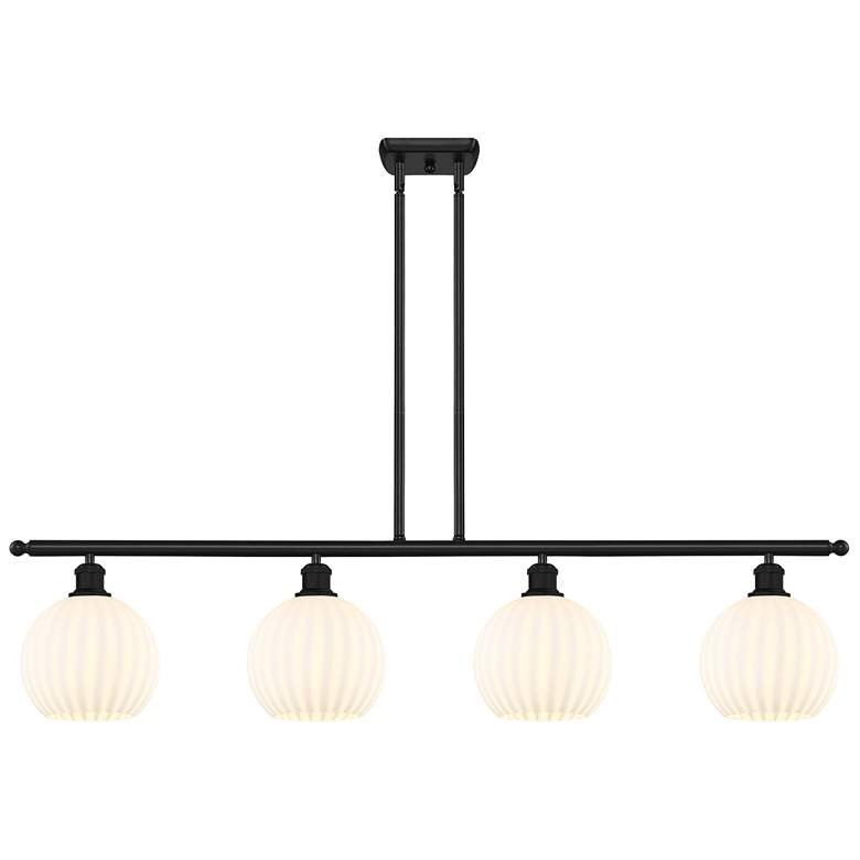 Image 1 Ballston 48"W 4 Light Matte Black Stemmed Island Light w/ 8" Vene