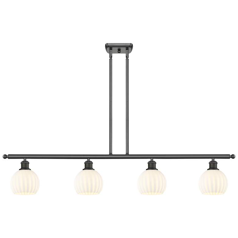 Image 1 Ballston 48"W 4 Light Oiled Bronze Stem Island Light w/ 6" Veneti