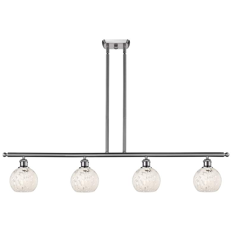 Image 1 Ballston 48"W 4 Light Satin Nickel Stem Island Light w/ 6" Mouche