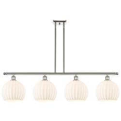Ballston 49"W 4 Light Polished Nickel Stem Island Light w/ Venetian Sh