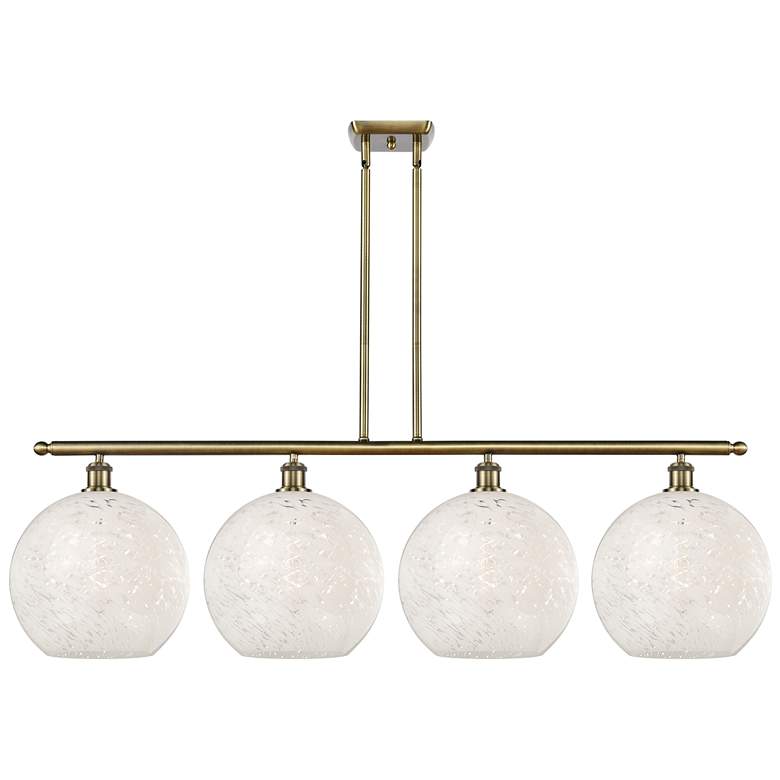 Image 1 Ballston 50.25"W 4 Light Antique Brass Stem Island Light w/ Mouchette