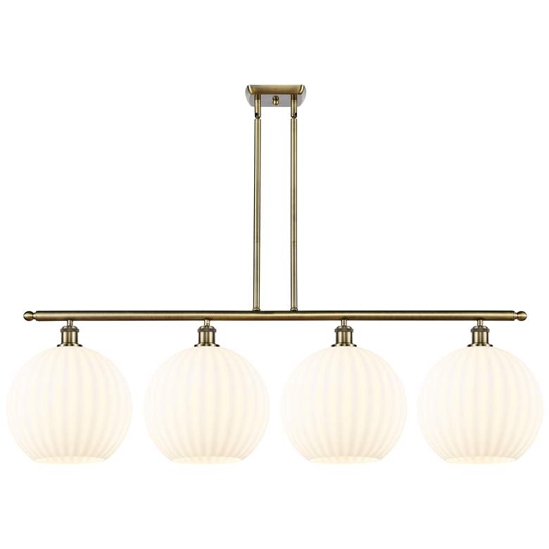 Image 1 Ballston 50.25"W 4 Light Antique Brass Stem Island Light w/ Venetian S