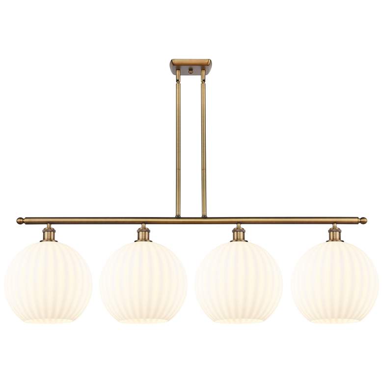 Image 1 Ballston 50.25"W 4 Light Brushed Brass Stem Island Light w/ Venetian S