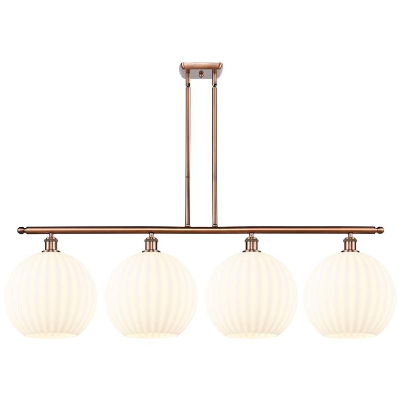 Image 1 Ballston 50.25"W 4 Light Copper Stemmed Island Light w/ Venetian Shade