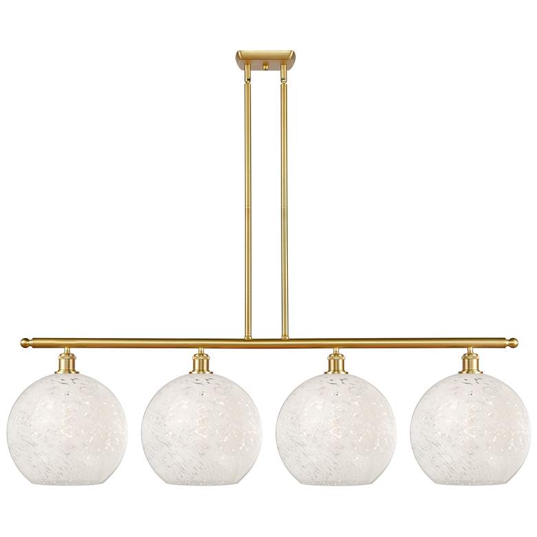 Image 1 Ballston 50.25"W 4 Light Gold Stemmed Island Light w/ White Mouchette