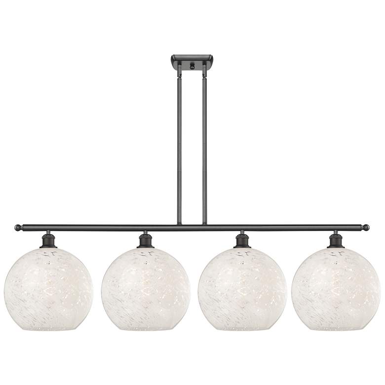 Image 1 Ballston 50.25"W 4 Light Oiled Bronze Stem Island Light w/ Mouchette S