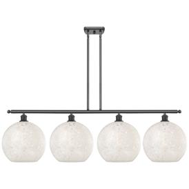 Ballston 50.25"W 4 Light Oiled Bronze Stem Island Light w/ Mouchette S Ballston 50.25"W 4 Light Oiled Bronze Stem Island Light w/ Mouchette S