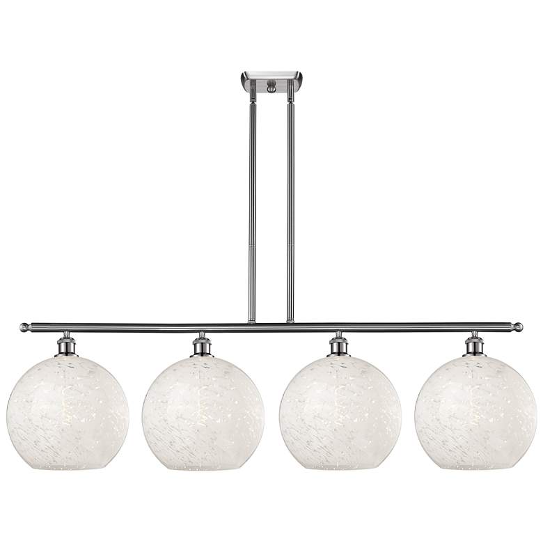 Image 1 Ballston 50.25"W 4 Light Satin Nickel Stem Island Light w/ Mouchette S