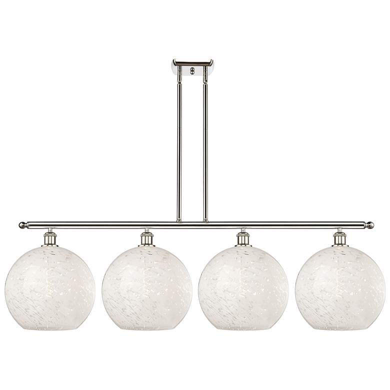 Image 1 Ballston 51"W 4 Light Polished Nickel Stem Island Light w/ Mouchette S