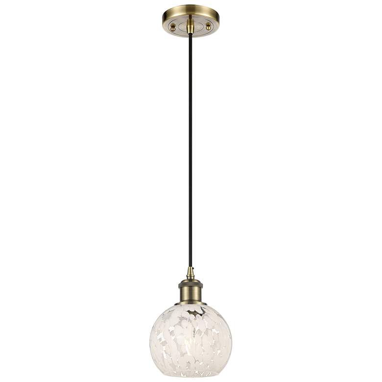 Image 1 Ballston 6" Wide Antique Brass Corded Mini Pendant w/ White Mouchette
