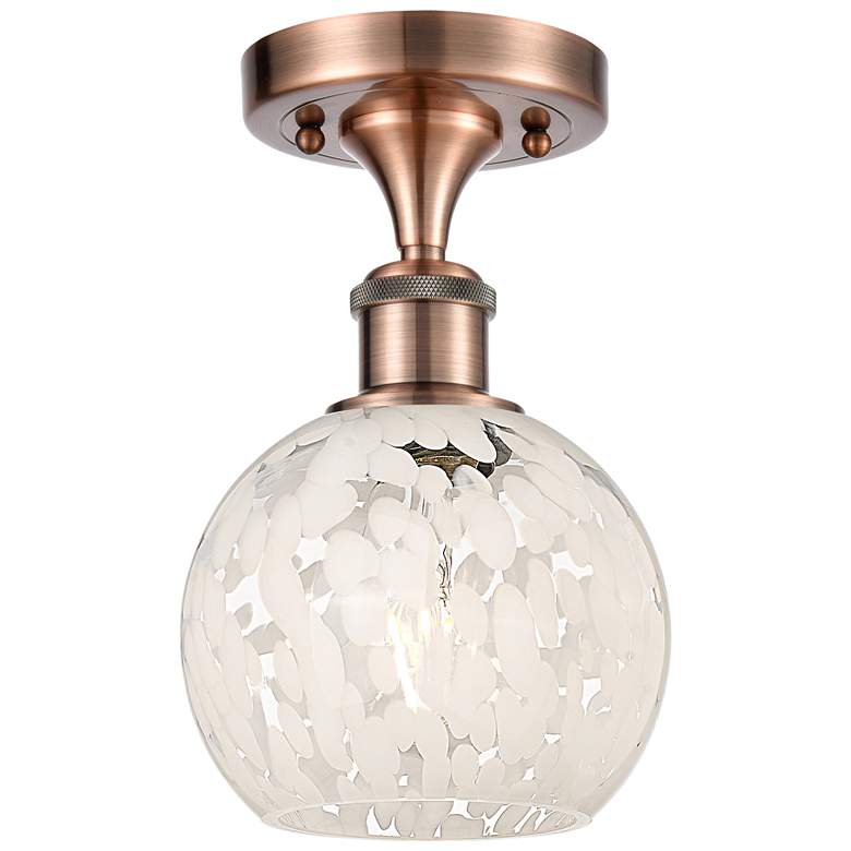 Image 1 Ballston 6" Wide Antique Copper Semi-Flush Mount With White Mouchette