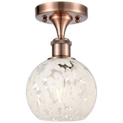 Ballston 6" Wide Antique Copper Semi-Flush Mount With White Mouchette