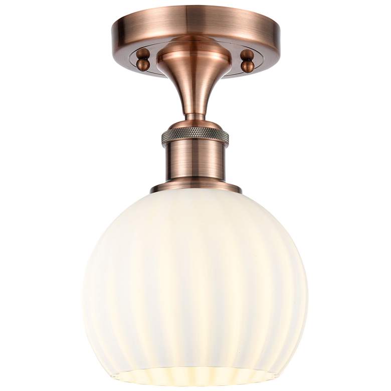 Image 1 Ballston 6" Wide Antique Copper Semi-Flush Mount With White Venetian S