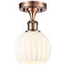 Ballston 6" Wide Antique Copper Semi-Flush Mount With White Venetian S