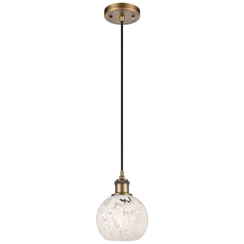 Image 1 Ballston 6" Wide Brushed Brass Corded Mini Pendant w/ White Mouchette