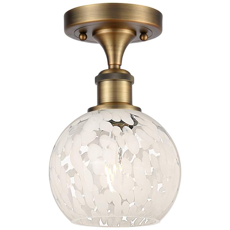 Image 1 Ballston 6" Wide Brushed Brass Semi-Flush Mount With White Mouchette S