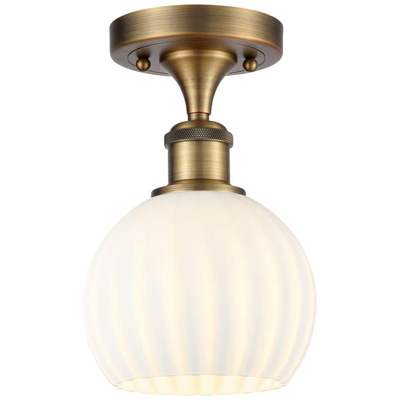 Image 1 Ballston 6" Wide Brushed Brass Semi-Flush Mount With White Venetian Sh