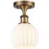 Ballston 6" Wide Brushed Brass Semi-Flush Mount With White Venetian Sh