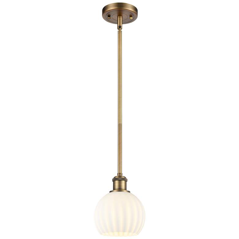 Image 1 Ballston 6" Wide Brushed Brass Stemmed Mini Pendant w/ White Venetian