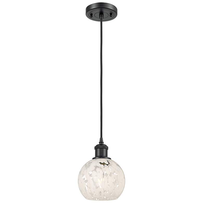 Image 1 Ballston 6" Wide Matte Black Corded Mini Pendant w/ White Mouchette Sh