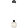 Ballston 6" Wide Matte Black Corded Mini Pendant w/ White Mouchette Sh