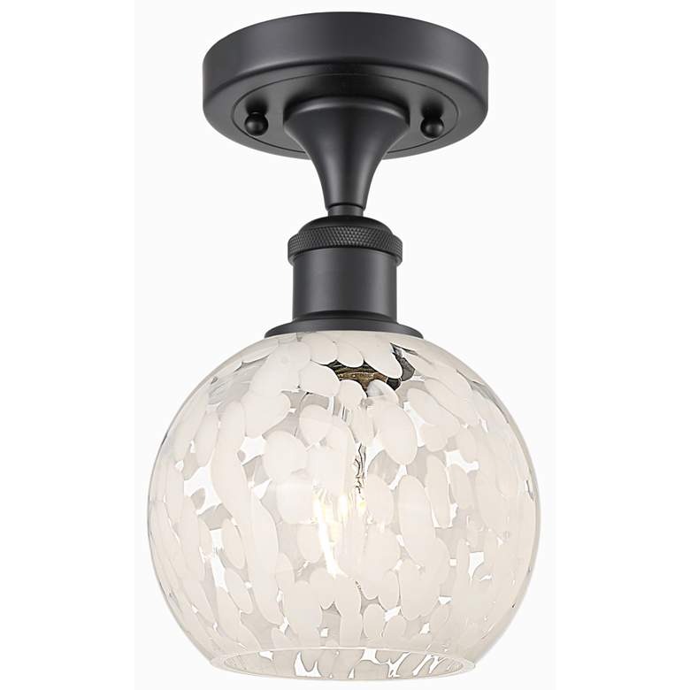 Image 1 Ballston 6" Wide Matte Black Semi-Flush Mount With White Mouchette Sha