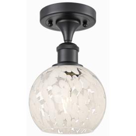 Ballston 6" Wide Matte Black Semi-Flush Mount With White Mouchette Sha Ballston 6" Wide Matte Black Semi-Flush Mount With White Mouchette Sha
