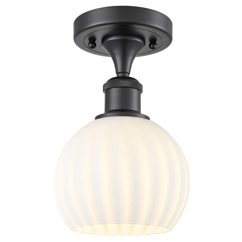 Image 1 Ballston 6" Wide Matte Black Semi-Flush Mount With White Venetian Shad