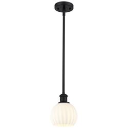 Ballston 6" Wide Matte Black Stem Hung Mini Pendant w/ White Venetian
