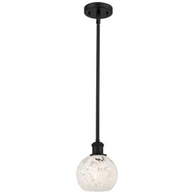 Ballston 6" Wide Matte Black Stemmed Mini Pendant w/ White Mouchette S Ballston 6" Wide Matte Black Stemmed Mini Pendant w/ White Mouchette S