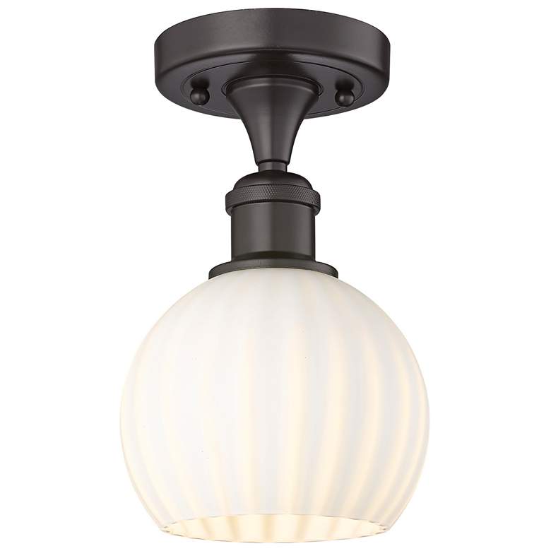 Image 1 Ballston 6" Wide Oil Rubbed Bronze Semi-Flush Mount w/ White Venetian