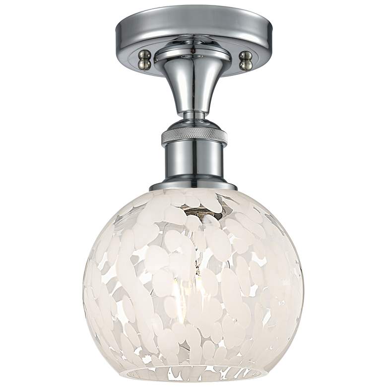 Image 1 Ballston 6" Wide Polished Chrome Semi-Flush Mount w/ White Mouchette S