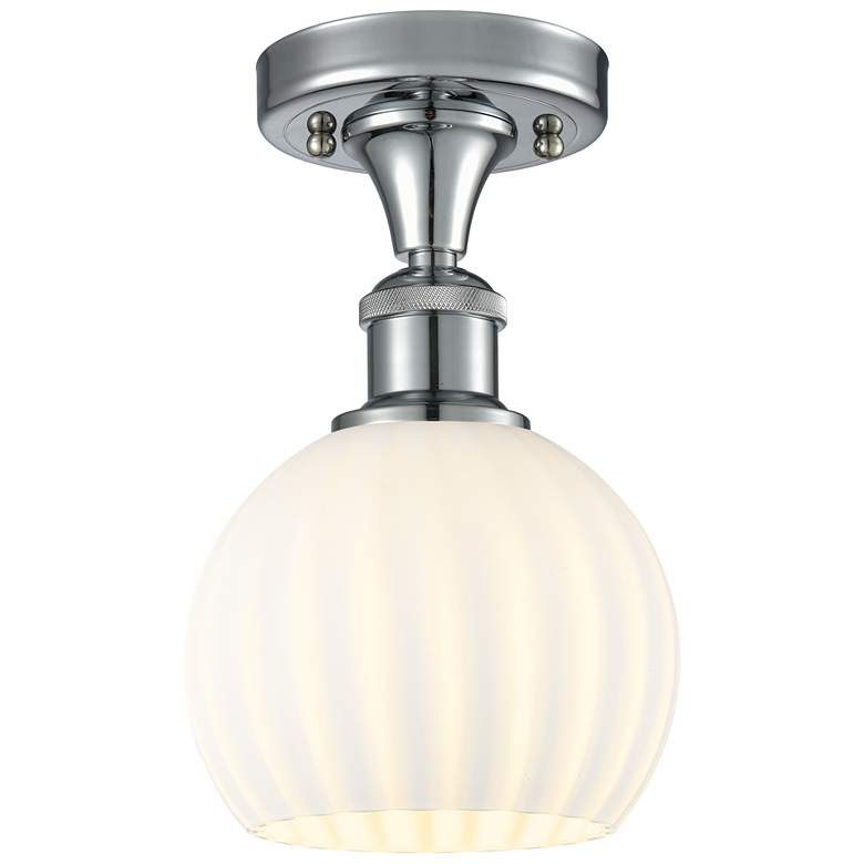 Image 1 Ballston 6" Wide Polished Chrome Semi-Flush Mount With White Venetian