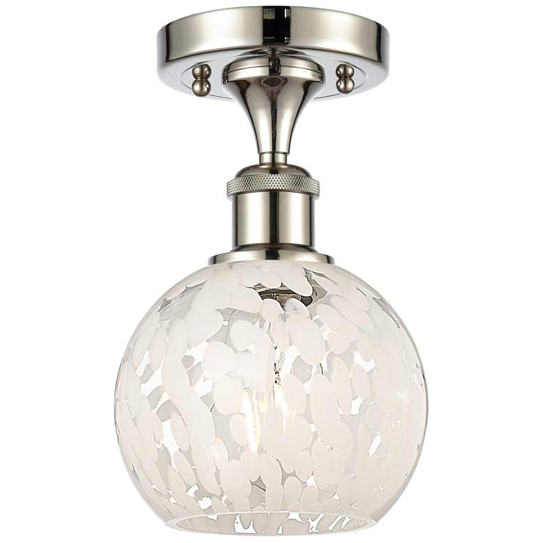 Image 1 Ballston 6" Wide Polished Nickel Semi-Flush Mount w/ White Mouchette S