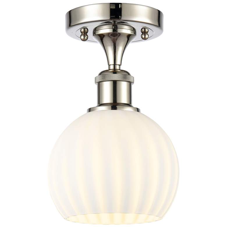 Image 1 Ballston 6" Wide Polished Nickel Semi-Flush Mount With White Venetian
