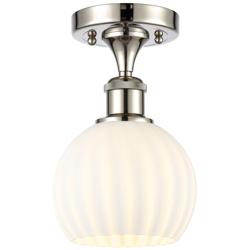 Ballston 6" Wide Polished Nickel Semi-Flush Mount With White Venetian
