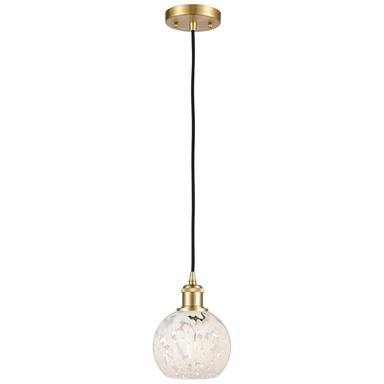 Image 1 Ballston 6" Wide Satin Gold Cord Hung Mini Pendant w/ White Mouchette