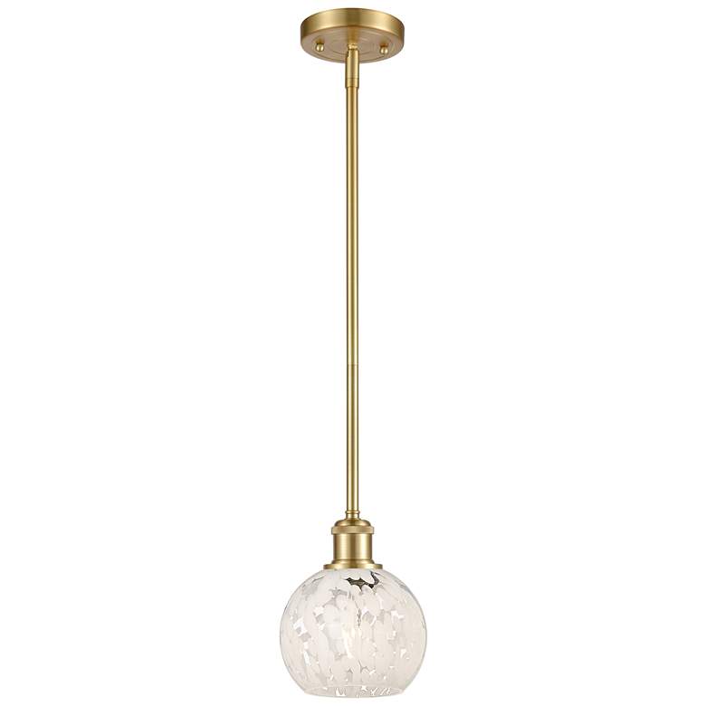 Image 1 Ballston 6" Wide Satin Gold Stem Hung Mini Pendant w/ White Mouchette