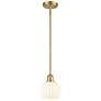 Ballston 6" Wide Satin Gold Stem Hung Mini Pendant w/ White Venetian S