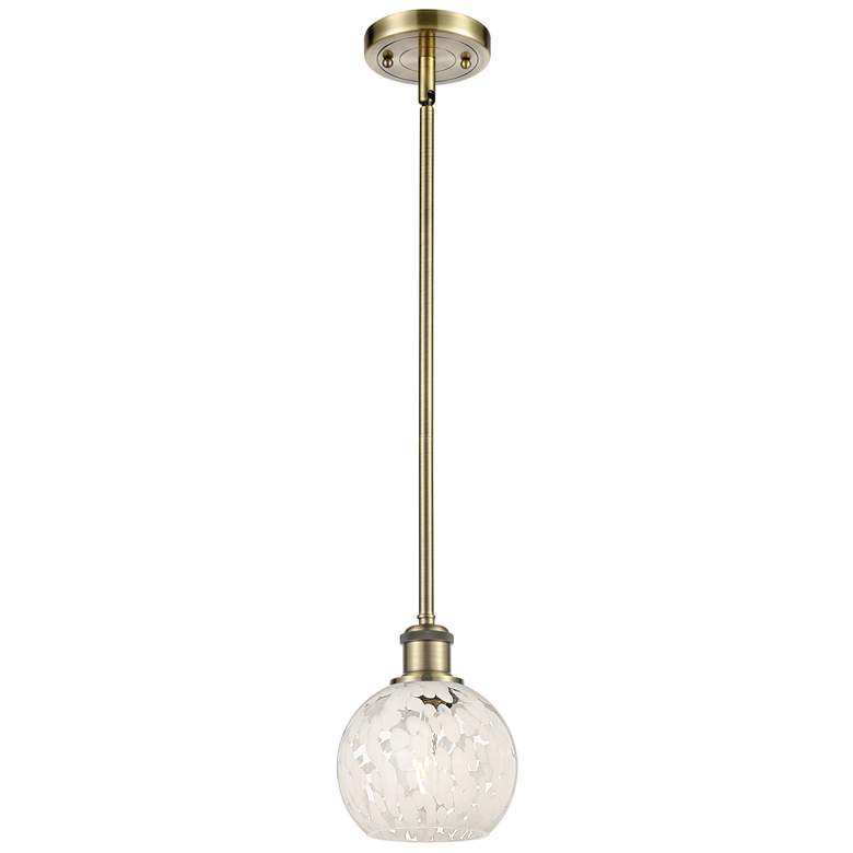 Image 1 Ballston 6"W Antique Brass Stemmed Mini Pendant w/ White Mouchette Sha