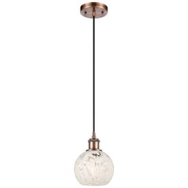Ballston 6"W Antique Copper Corded Mini Pendant w/ White Mouchette Sha Ballston 6"W Antique Copper Corded Mini Pendant w/ White Mouchette Sha