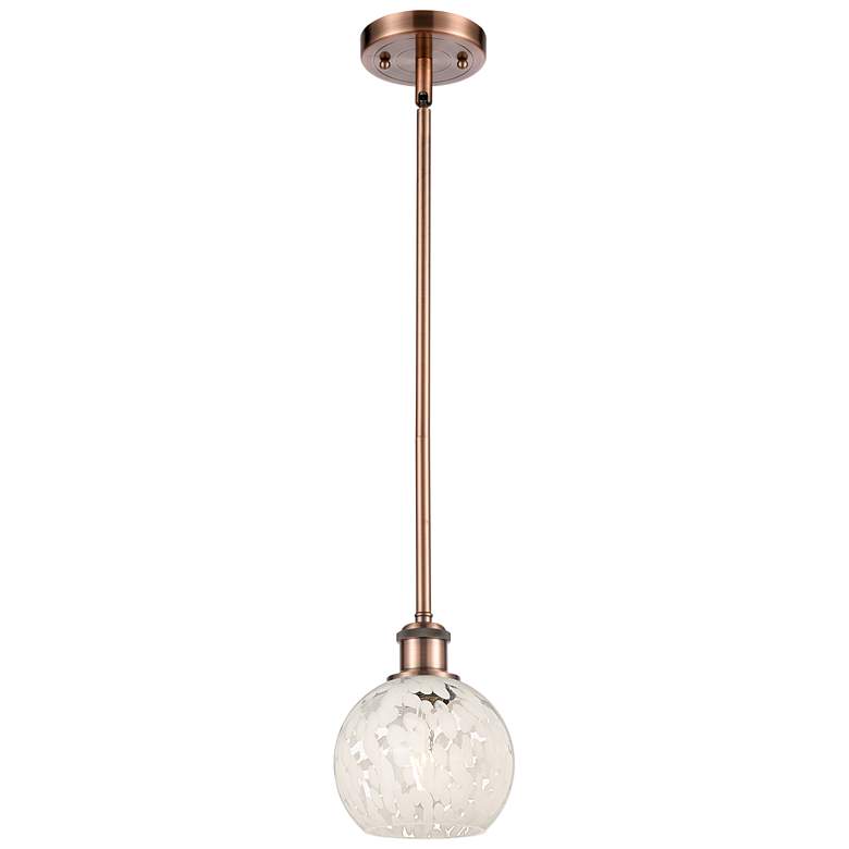 Image 1 Ballston 6"W Antique Copper Stemmed Mini Pendant w/ White Mouchette Sh