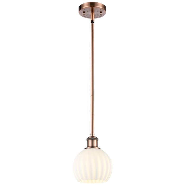 Image 1 Ballston 6"W Antique Copper Stemmed Mini Pendant w/ White Venetian Sha