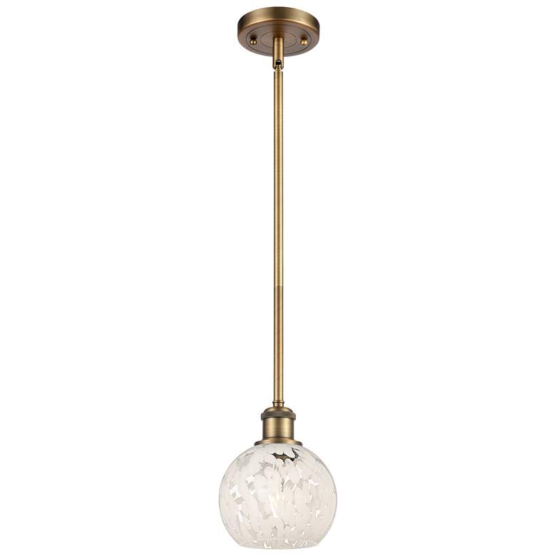 Image 1 Ballston 6"W Brushed Brass Stemmed Mini Pendant w/ White Mouchette Sha