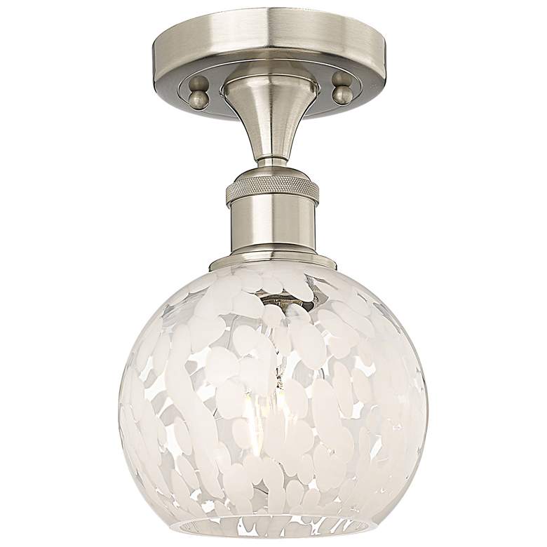Image 1 Ballston 6"W Brushed Satin Nickel Semi-Flush Mount w/ White Mouchette