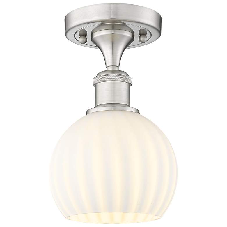 Image 1 Ballston 6"W Brushed Satin Nickel Semi-Flush Mount w/ White Venetian S