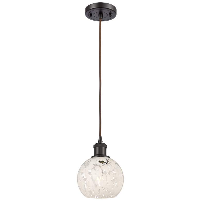 Image 1 Ballston 6"W Oil Rubbed Bronze Corded Mini Pendant w/ White Mouchette